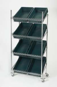 Chrome Sloping Shelf Container Trolley: click to enlarge