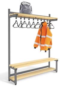 Single Sided Cloakroom Units with Black Plastic Hangers: click to enlarge