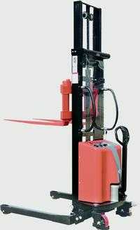 Warrior Semi Electric Straddle Stacker with Adjustable Forks: click to enlarge