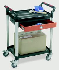 Utility Tray Trolleys - 2 Shelves with Drawer: click to enlarge