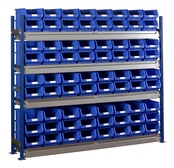 Toprax - Longspan Bay Shelving c/w Blue TC Bin Kits - Steel Shelves